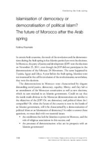 Gendering the Arab spring  Islamisation of democracy or democratisation of political Islam? The future of Morocco after the Arab spring