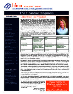Kentucky Chapter  The Financial Diagnosis Letter from the President  NOVEMBER 2012