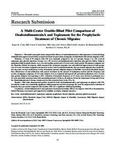 ISSN[removed]doi: [removed]j[removed]01796.x Published by Wiley Periodicals, Inc. Headache © 2010 American Headache Society