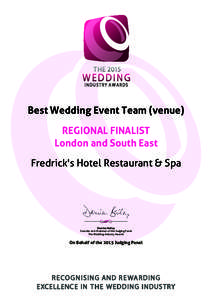 The 2015 Wedding Industry Awards REGIONAL FINALIST<br />London and South East Certificate