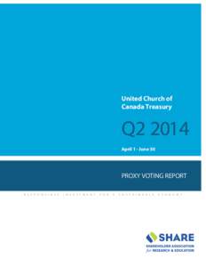 United Church of Canada Treasury Q2 2014 April 1 - June 30