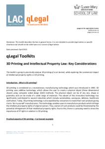 qLegal at the Legal Advice Centre  qlegal.qmul.ac.uk Disclaimer: This toolkit describes the law in general terms. It is not intended to provide legal advice on specific situations and should not be relied u