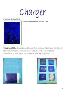L’œuvre de l’artiste : « Das blaue Schwammrelief » - Yves KleinNotre procédé : Gouache mélangée à de la colle étalée sur des carrés de papier Canson. Ensuite sur chaque carré on ajoute des matéri