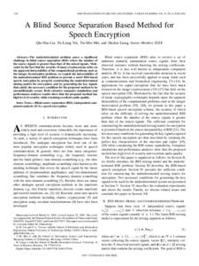 1320  IEEE TRANSACTIONS ON CIRCUITS AND SYSTEMS—I: REGULAR PAPERS, VOL. 53, NO. 6, JUNE 2006 A Blind Source Separation Based Method for Speech Encryption