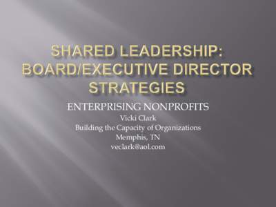 Shared Leadership: Board/executive director strategies