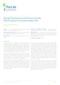 Climate Development and Finance Facility: Pilot Proposal and Implementation Plan Padraig Oliver and Gianleo Frisari AprilGOAL