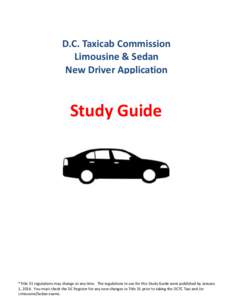 D.C. Taxicab Commission Limousine & Sedan New Driver Application Study Guide