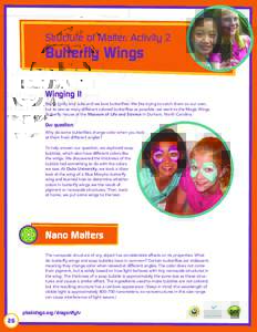 Structure of Matter: Activity 2  Butterfly Wings Winging It We’re Emily and Julie and we love butterflies! We like trying to catch them on our own, but to see as many different colored butterflies as possible, we went 