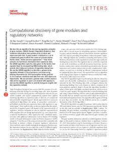 © 2003 Nature Publishing Group http://www.nature.com/naturebiotechnology  LETTERS Computational discovery of gene modules and regulatory networks