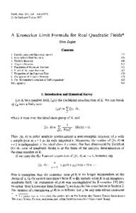 Algebraic number theory / Analytic number theory / Kronecker limit formula / Algebraic number field / Quadratic form / International Obfuscated C Code Contest / Obfuscated code / Mathematics / Abstract algebra / Algebra