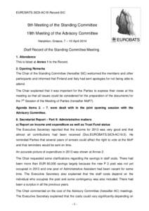 EUROBATS.StC9-AC19.Record-StC  9th Meeting of the Standing Committee 19th Meeting of the Advisory Committee Heraklion, Greece, 7 – 10 April 2014