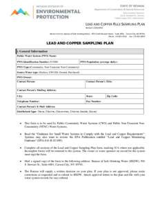 LEAD AND COPPER RULE SAMPLING PLAN RevisedReturn Form to: Bureau of Safe Drinking Water, 901 South Stewart Street, Suite 4001, Carson City, NVPhone: Fax: LEAD AND COPPER SAMP