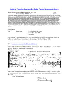 Southern Campaign American Revolution Pension Statements & Rosters Bounty Land Record of John Heth BLWt1081-200 Transcribed by Will Graves f3VA[removed]