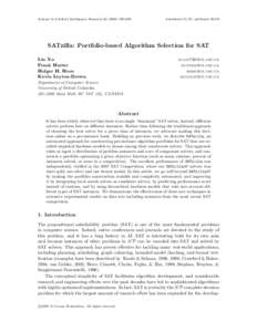 Journal of Artificial Intelligence Research606  Submitted 11/07; publishedSATzilla: Portfolio-based Algorithm Selection for SAT Lin Xu