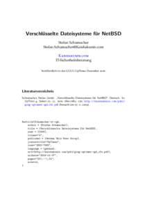 Verschlu ¨sselte Dateisysteme fu ¨r NetBSD Stefan Schumacher [removed] Kaishakunin.com