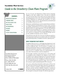 Foundation Plant Services  Guide to the Strawberry Clean Plant Program Contents: Meristem plant production
