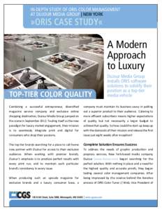 IN-DEPTH STUDY OF ORIS COLOR MANAGEMENT AT DUJOUR MEDIA GROUP | NEW YORK »ORIS CASE STUDY«  A Modern