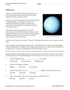 Uranus Reading Comprehension Worksheet
