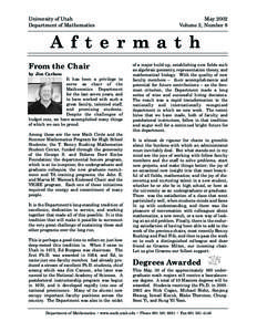 University of Utah Department of Mathematics May 2002 Volume 2, Number 8