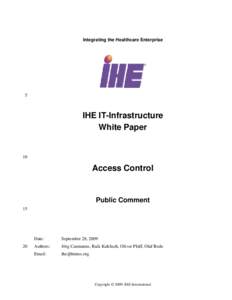 IHE IT Infrastructure Technical Framework White Paper - Access Control