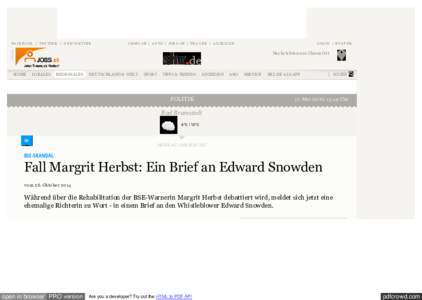 BSE-Skandal: Fall Margrit Herbst: Ein Brief an Edward Snowden | shz.de