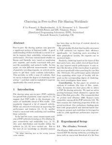 Clustering in Peer-to-Peer File Sharing Workloads F. Le Fessant†, S. Handurukande‡, A.-M. Kermarrec & L. Massouli´e †INRIA-Futurs and LIX, Palaiseau, France