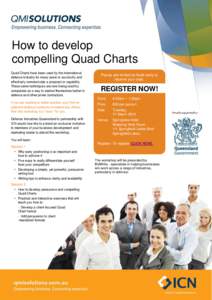How to develop compelling Quad Charts Quad Charts have been used by the international defence industry for many years to succinctly and effectively communicate a proposal or capability. These same techniques are now bein