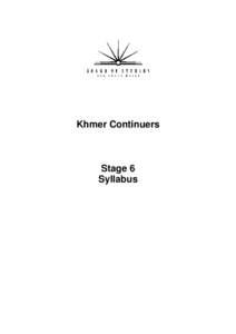 Khmer Continuers - Stage 6 - Syllabus