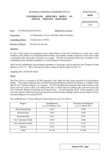 Examination of Estimates of ExpenditureReply Serial No. SB036  CONTROLLING OFFICER’S REPLY TO