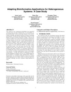 Adapting Bioinformatics Applications for Heterogeneous Systems: A Case Study Irena Lanc Peter Bui