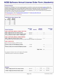 NCSS Statistical Software Order Form