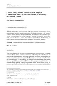 Atl Econ J DOIs11293Capital Theory and the Process of Inter-Temporal Coordination: The Austrian Contribution to the Theory of Economic Growth