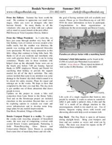 Beulah Newsletter Summer 2015 www.villageofbeulah.orgFrom the Editors: Summer has been worth the