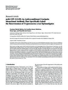 mAb CZP-315.D9: An Antirecombinant Cruzipain Monoclonal Antibody That Specifically Labels the Reservosomes of Trypanosoma cruzi Epimastigotes