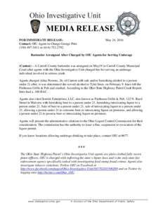 FOR IMMEDIATE RELEASE: Contact: OIU Agent-in-Charge George PitreorMay 24, 2016