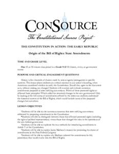 Origin of Bill of Rights – State Amendments