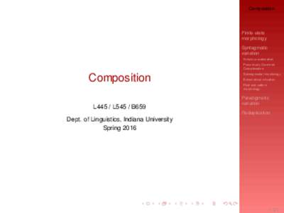 Composition  Finite-state morphology Syntagmatic variation
