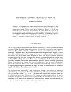 THE POSTDOC VARIANT OF THE SECRETARY PROBLEM ROBERT J. VANDERBEI