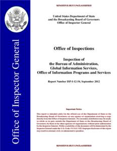 Inspection of the Bureau of Administration,Global Information Services, Office of Information Programs and Services