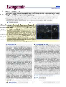 Article pubs.acs.org/Langmuir Phage-Chips for Novel Optically Readable Tissue Engineering Assays So Young Yoo,† Jin-Woo Oh,† and Seung-Wuk Lee* Department of Bioengineering, and Berkeley Nanoscience and Nanoengineeri