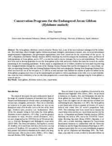 Conservation Programs for the Endangered Javan Gibbon (Hylobates moloch)