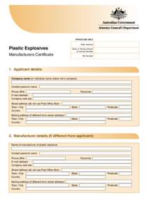 Plastics Explosives - Manufactuers Certificate