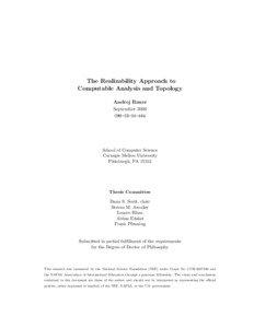 The Realizability Approach to Computable Analysis and Topology Andrej Bauer