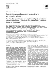 European Heart Journal, 166–181  ESC Expert Consensus Document Expert Consensus Document on the Use of Antiplatelet Agents
