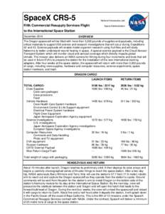 SpaceX CRS-5  National Aeronautics and Fifth Commercial Resupply Services Flight