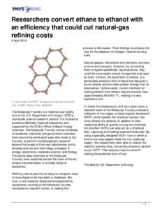 Researchers convert ethane to ethanol with an efficiency that could cut natural-gas refining costs