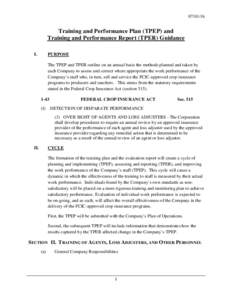 Training and Performance Plan (TPEP) and Training and Performance Report (TPER) Guidance