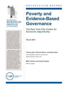 ROCKEFELLER REPORT  Poverty and Evidence-Based Governance The Nelson A. Rockefeller