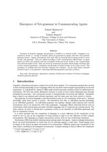 Emergence of Net-grammar in Communicating Agents Takashi Hashimoto and 3
