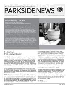 PARKSIDE PARKSIDE NEWS the parkside community association  Volume 50, Number 2